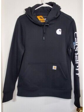 Carhartt Women's M Iconic Logo Sleeve Hoodie Black NWT 102791